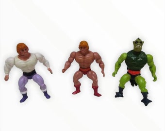 Mattel, Oryginalny Motu (lata 80.) He-Man, Masters Of The Universe, Zestaw 3 figurek akcji w stylu vintage