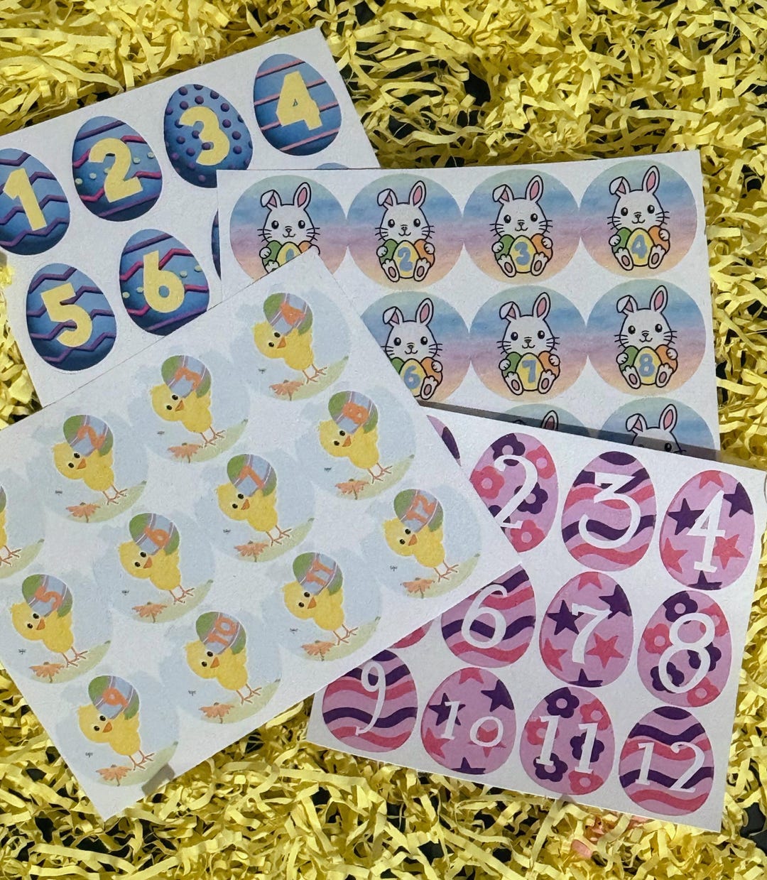 Numbered Easter Stickers for Chocolate Coins & Eggs | 1-12 Hunt Markers ...