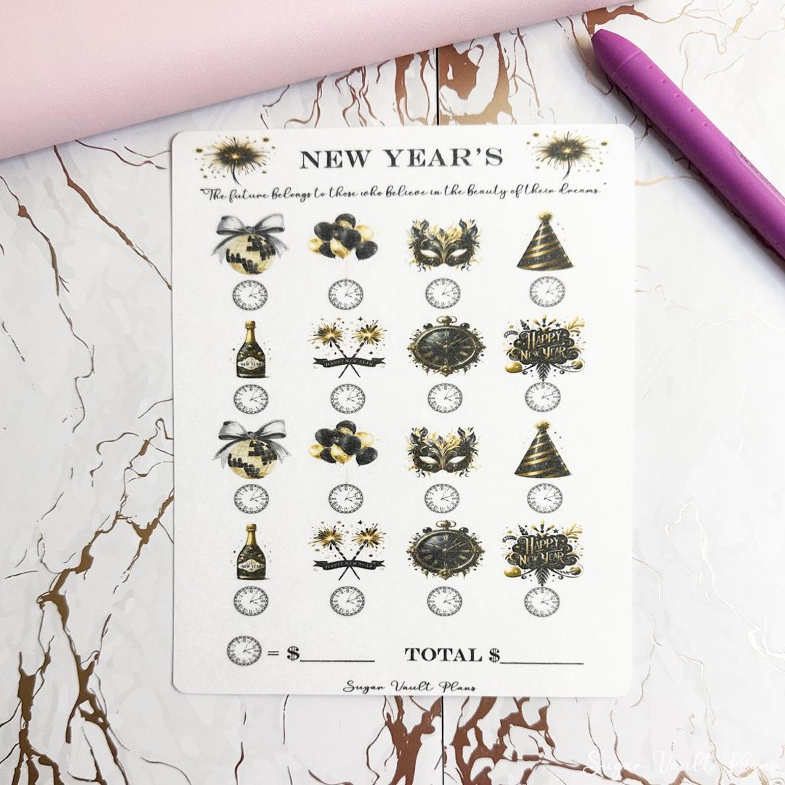 A5 Laminated Savings Challenge ~ New Year's Eve - Etsy