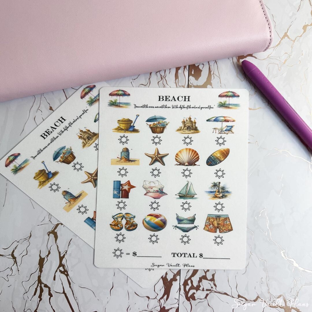A5 Laminated Savings Challenge ~ Beach - Etsy
