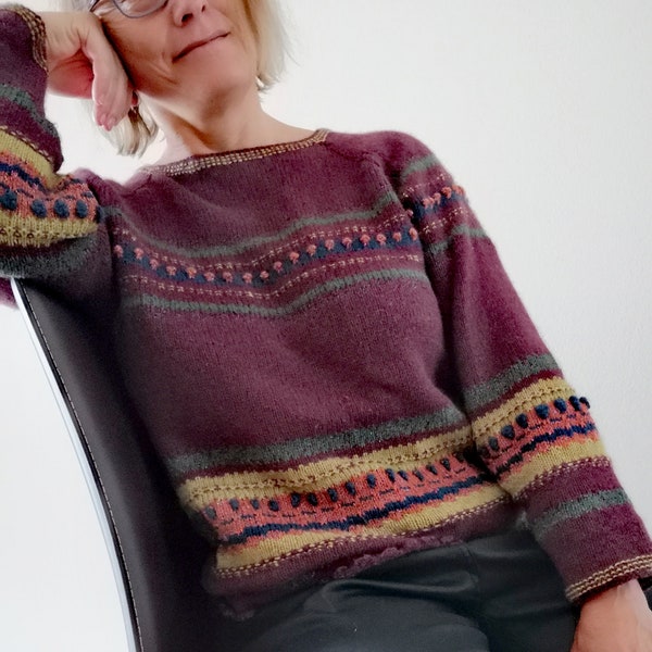 Strickanleitung PDF Download Pullover Dunkle Juwelen in Deutsch