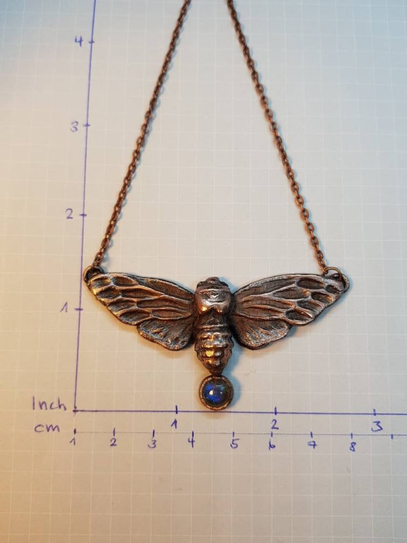 fantasy jewelry gift best friend elven jewelry Moth pendant necklace jewelry electroformed witch jewelry cicada necklace