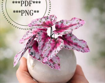 Leaf illustration for Paper plant, plant wall decor 3D, paper plant PDF, Paper craft download, paper plant wall decor, printable plant