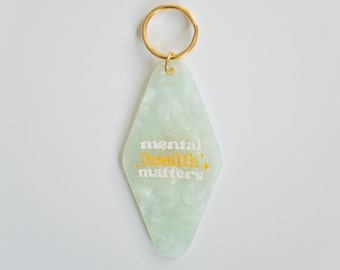 Retro Motel Style Keychain / Vintage / Funny Keychain / Mental Health Gift "Mental Health Matters"