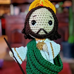 Crochet San Judas Tadeo, San judas tadeo doll,  San judas tadeo merch, San judas tadeo jewelry, San judas tadeo t-shirt, St. Jude Thaddeus