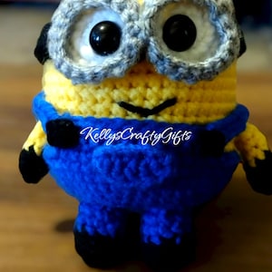 Crochet Minion doll, FREE SHIPPING, 6 inches in height, Bob minion doll, Stuart minion doll, Despicable me movie minion character plush
