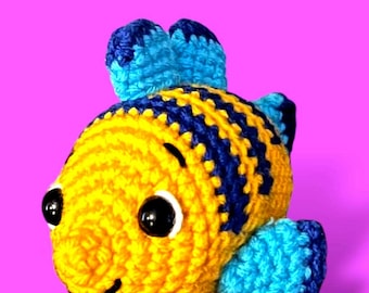 Peluche de platija de ganchillo, juguete amigurumi hecho a mano inspirado en Disney