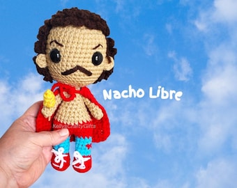 Inspired Luchador Nacho Libre Amigurumi | Handmade Crochet Figure, Fan Art