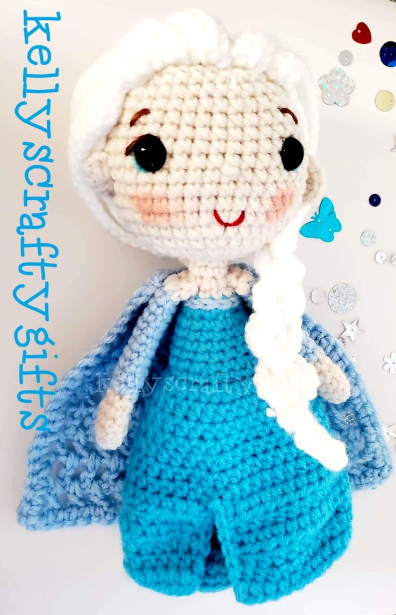 Muñecas de ganchillo hechas a mano de Anna y Elsa: Personajes de la película Frozen en amigurumi Elsa