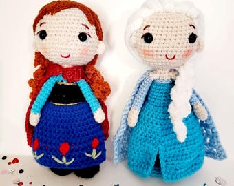 Handmade Anna and Elsa Crochet Dolls: Amigurumi Frozen Movie Characters