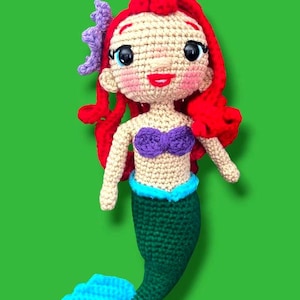 The little mermaid plushie doll, disney princess theme party. handmade gift for kids, crochet mermaid gift, Amigurumi Doll, Disney plushie