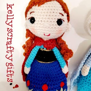 Muñecas de ganchillo hechas a mano de Anna y Elsa: Personajes de la película Frozen en amigurumi imagen 8