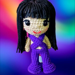 Selena Quintanilla Amigurumi Doll, Handmade Collectible, best gift for her, t-shirt, mug merch, free shipping, 8.5 inches tall. Texmex queen