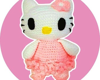 Crochet Ballerina Kitty Amigurumi Doll: Handmade Collectible (10 Inches)