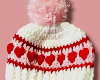 Gorro de ganchillo para bebé de San Valentín: accesorio para fotos de recién nacidos (0-6 meses)