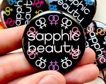 Sapphic / WLW Beauty Button | Subtle Black Variant | Customizable Lesbian Queer