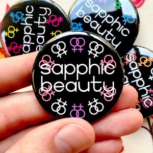 Sapphic / WLW Beauty Button | Subtle Black Variant | Customizable Lesbian Queer