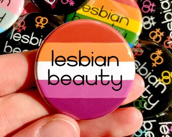 Lesbian Beauty Button | Customizable Gay Queer Sapphic Pride