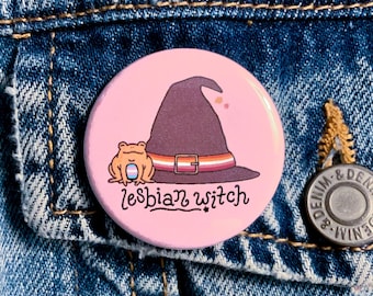 Lesbian Witch Pride Button | Spooky Halloween LGBTQ