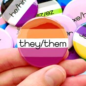Pronoun Badge They/them Ze/zir She/her He/him Coloured - Etsy UK