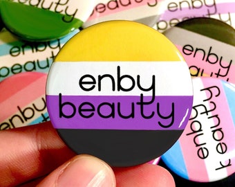 Enby Beauty Button | Pride Flag Variant | Donation Item | Customizable Transgender Nonbinary