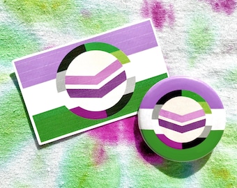 Zestaw spersonalizowanej flagi dumy | Zestaw naklejki i guzika | LGBTQ Pride