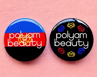 Polyam Beauty Button | Polyamorous Polyamory Pride