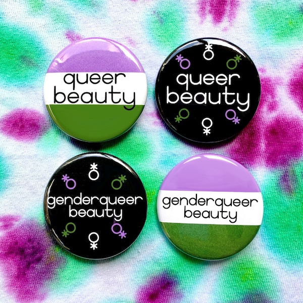 Genderqueer / Queer Beauty Button | LGBTQ Transgender Nonbinary Pride