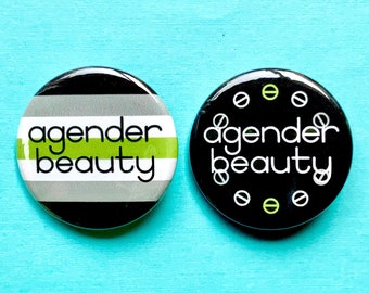 Agender Beauty Button | Customizable Genderless Gender Neutral Pride