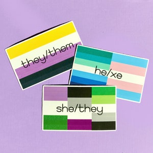 Pegatinas personalizables con pronombres: orgullo transgénero no binario LGBTQ