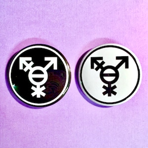 Custom Gender Symbol Button | Black & White Variant | Transgender Nonbinary Pride