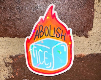 Holografische ICE-sticker afschaffen | Donatie-item | Immigrantenrechten zonder papieren, geen enkel mens is illegaal