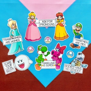 Queer Mario Party Stickers | LGBTQ Transgender Pride Nintendo Sticker Pack