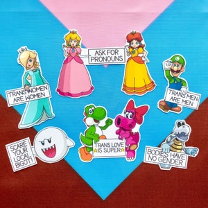 Queer Mario-feeststickers | LGBTQ Transgender Pride Nintendo-stickerpakket