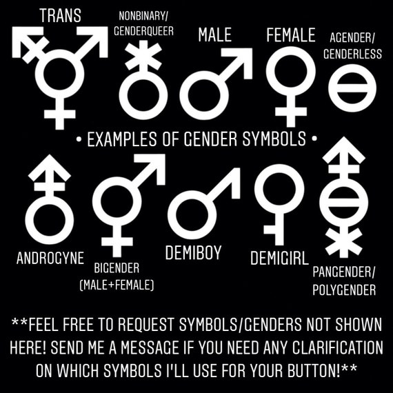 Custom Gender Symbol Black White Buttons Transgender Etsy