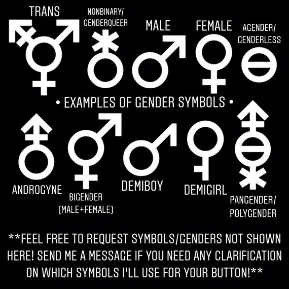 Custom Gender Symbol Black White Buttons Transgender Etsy Custom Gender Symbol Black White Buttons Transgender Etsy