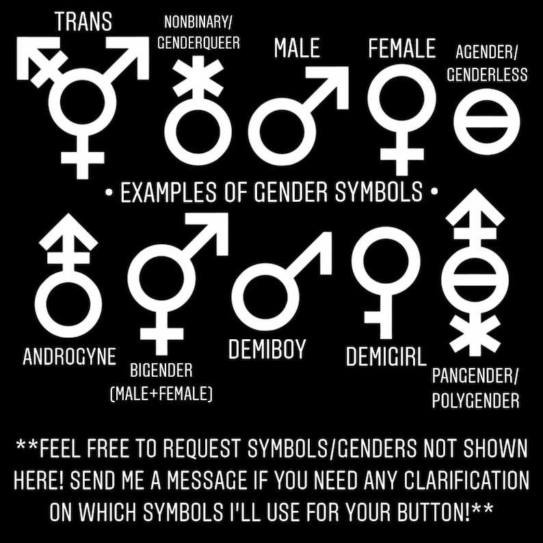 Custom Gender Symbol Buttons Black And White Transgender Etsy Custom Gender Symbol Buttons Black And White Transgender Etsy