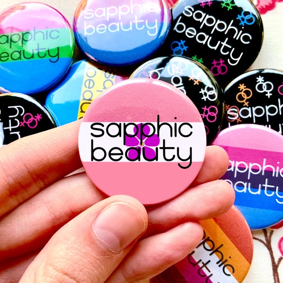 Sapphic / WLW Beauty Button | Pride Flag Variant | Customizable Lesbian Queer