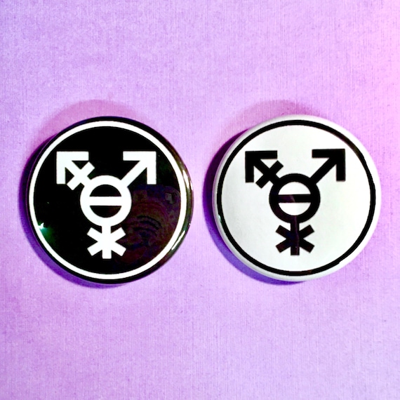 Custom Gender Symbol Black White Buttons Transgender Etsy
