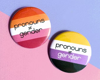 Pronouns Do Not Equal Gender Button | Customizable LGBTQ Transgender Pride