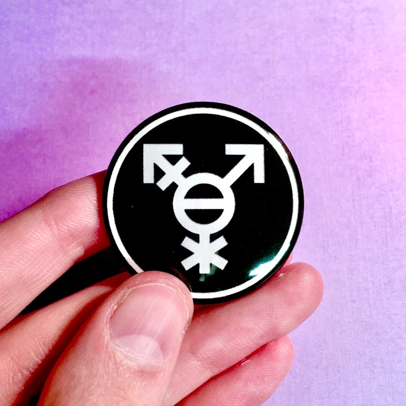 Custom Gender Symbol Button | Black & White Variant | Transgender ...