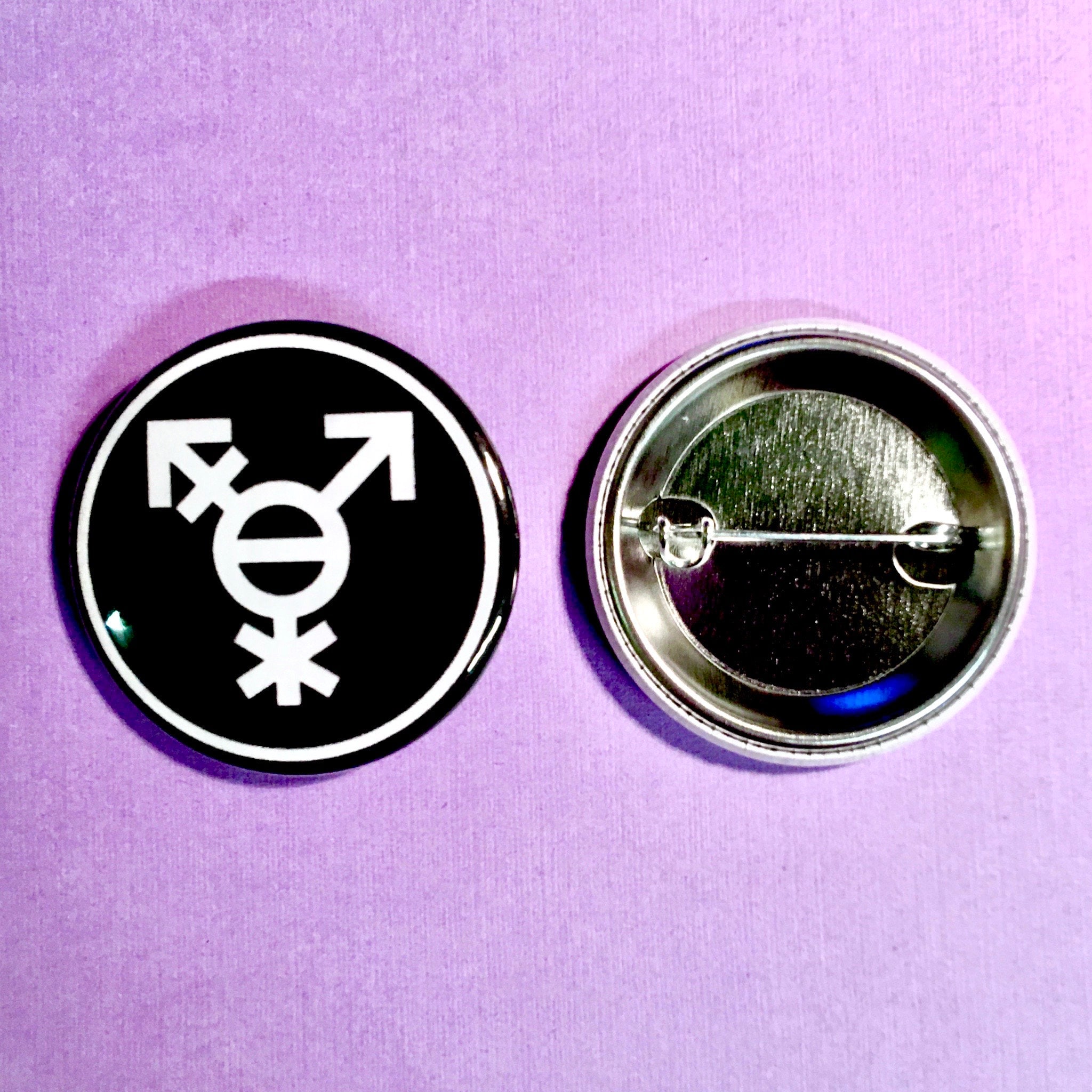 Custom Gender Symbol Button | Black & White Variant | Transgender ...