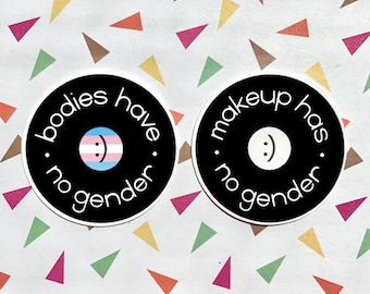Pegatina "Los cuerpos no tienen género" / Positividad corporal personalizable Orgullo trans