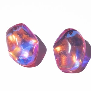 Fairy Floss iridescent earrings, pink earrings, candy earring, pink holographic, titanium earrings, hypoallergenic, Statement studs
