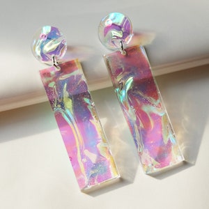 Iridescent holographic earrings,Teenage girl gifts,90s earrings,Eclectic jewelry,Extra large earrings,earrings for women,nineties earrings image 2