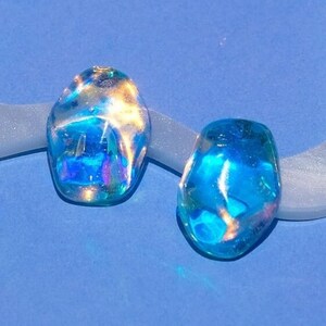 Swimming Pool Blue iridescent Titanium Stud Earrings