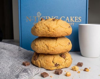 Chocolate Chip NYC Cookies | Thick Bakery Style Cookies | Postal Cookie Gift Box | Chunky American Cookies | Birthday Treat | UK Delivery