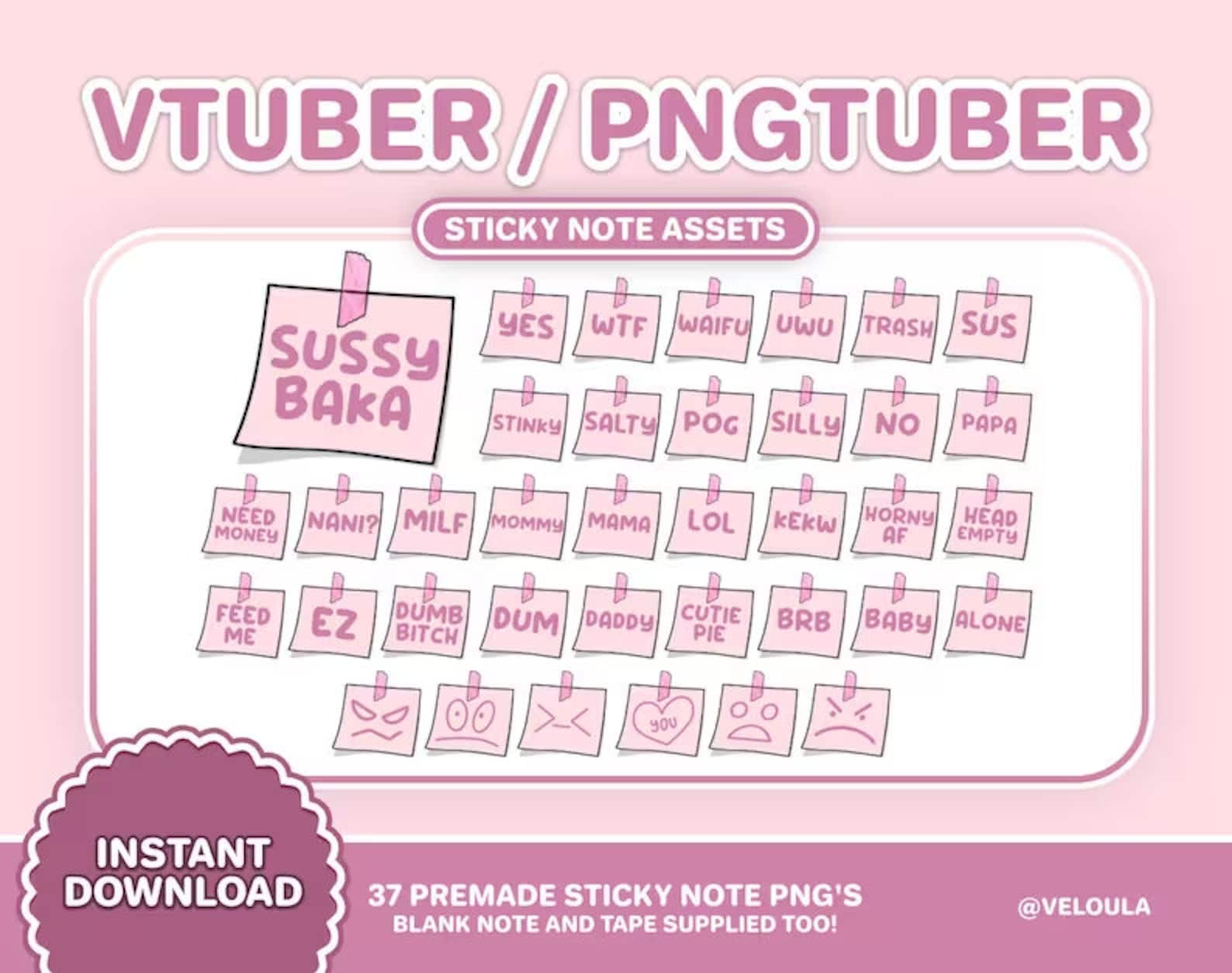 Vtuber / Pngtuber Sticky Note Asset MEGAPACK | PREMADE & CUSTOMIZABLE ...