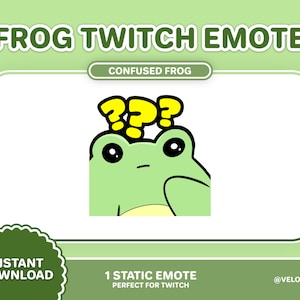 Confused Frog Twitch Emote / Static / Kawaii / Cute / Frog Theme overlays / Stream Setup / Youtube / Discord / Frog Streamer