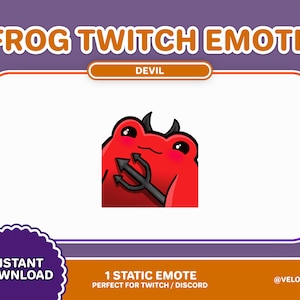 Devil Frog Twitch Emote – Kawaii Horror Stream Overlay (Digital Download)